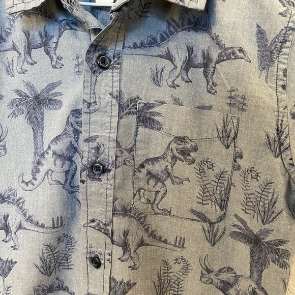 Dinosaur Button Down Shirt The Children’s Place size 10/12 - Picture 4 of 7